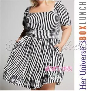 Her Universe x BoxLunch Beetlejuice Sandworm Striped Babydoll Dress 2X 18 20